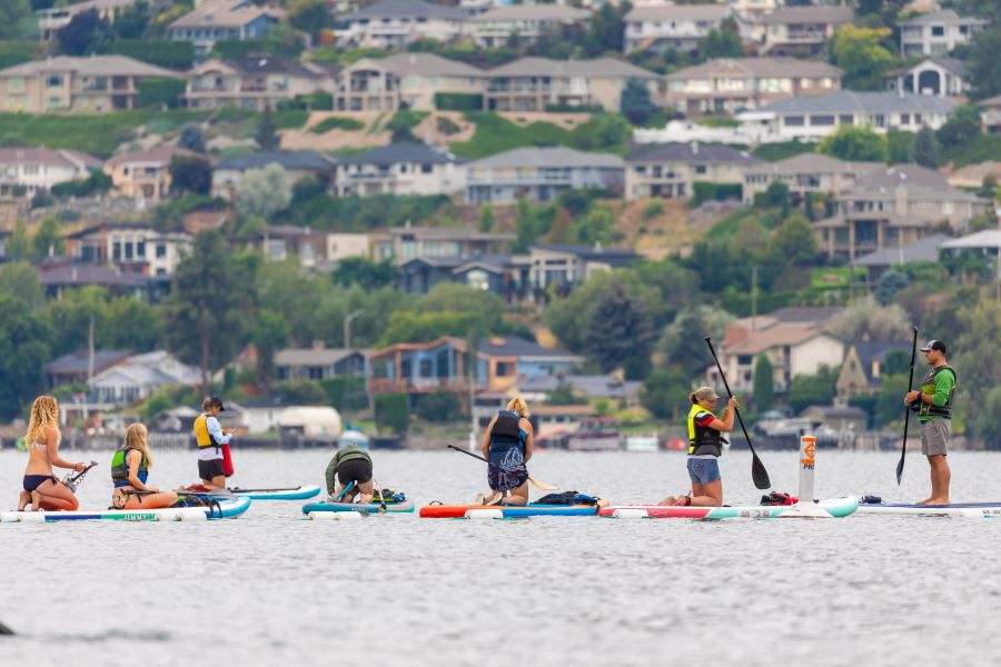 <who>Photo Credit: NowMedia/Gord Goble</who> Scene from 2024 Across the Lake Swim: Kalamalka Lake