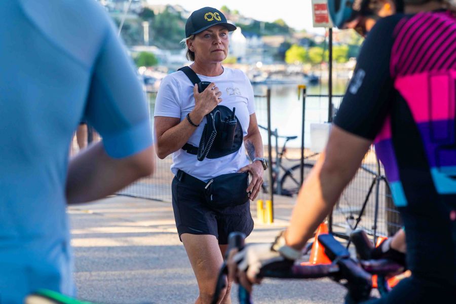 <who>Photo Credit: NowMedia/Gord Goble</who> Jodi Cross at the Granfondo starting line