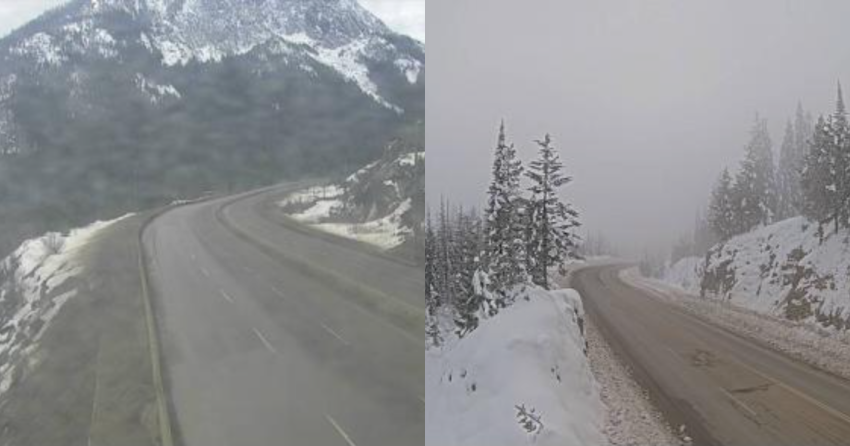 <who> Photo Credit: DriveBC </who> The Coquihalla Summit (L) and Paulson Summit (R).