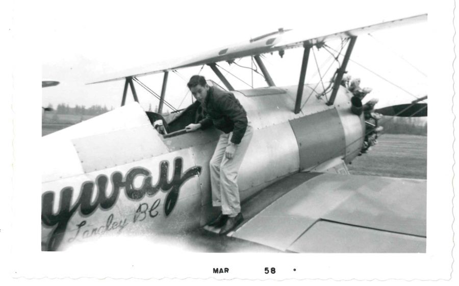 <who>Photo courtesy of KF Aerospace</who>Barry Lapointe, age 14, at the Skyway show in Langley.