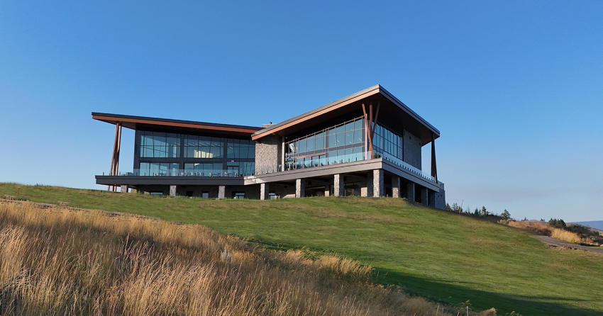 <who>Photo credits: The Rise Resort</who>The Edge by day, above, and by night, below.