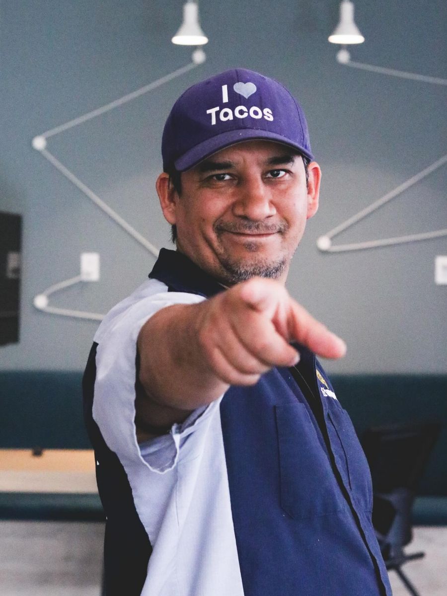 </who>El Taquero owner Isreal Camarillo, above, wants you to come in today for tacos, pictured below..