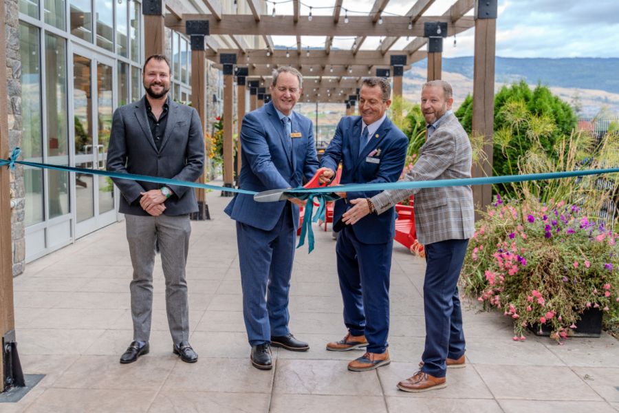 <who>Photo credit: Argus Properties</who> From left, Argus Properties director of construction Morgan Reynold, City of Kelowna Coun. Luke Stack, Argus Properties owner and CEO Ted Callahan and Four Points general manager Jason Guyitt.