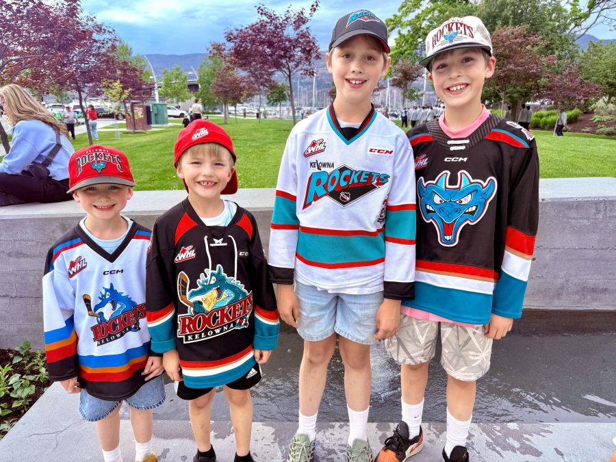 <who>Photo credits: Steve MacNaull/NowMedia Group</who>Bennett, left, Nicolas, Max and Mattias were at Stuart Park for the 'Arrival of the Cup'.
