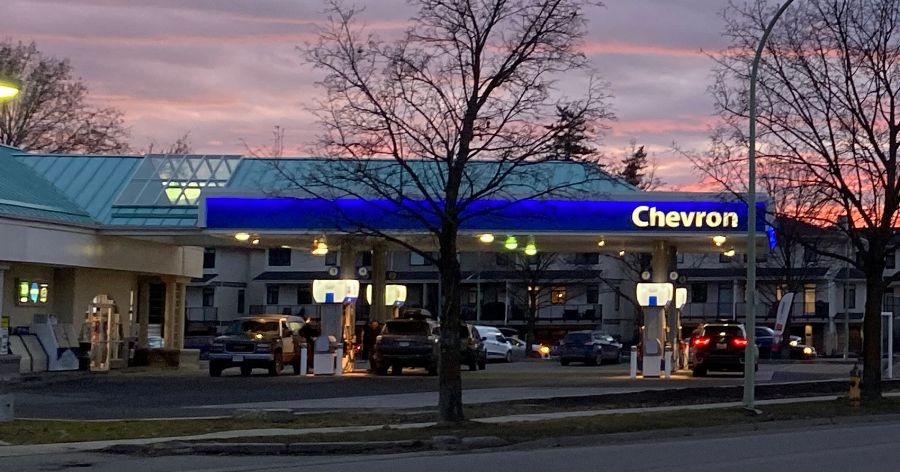 <who>Photo credit: KelownaNow</who>The price at the pump has surged from $1.37 to $1.57 per litre of regular gas.