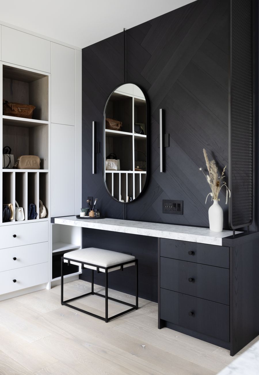 <who>Photo credits: Janis Nicolay</who>Part of the walk-in closet, above. The patio off the master suite, below.
