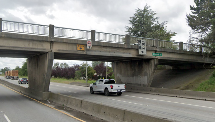 <who>Photo Credit: Google Streetview</who>The Blundell overpass on Hwy 99 in Richmond.