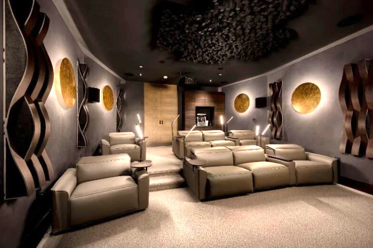 <who>Photo credits: Sotheby's and Benedet & Ross Group</who>The home theatre, above. seats eight. Below, Mont des Cieux is listed for sale by Scott Ross, left, and Natalie Benedet of the Benedet & Ross Group of Sotheby's International Realty in Kelowna.