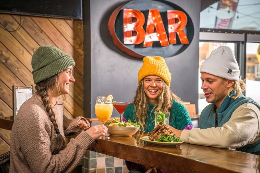 <who>Photo credit: Big White</who>Olympian Tess Critchlow, left, also enjoy apres ski at Big White.