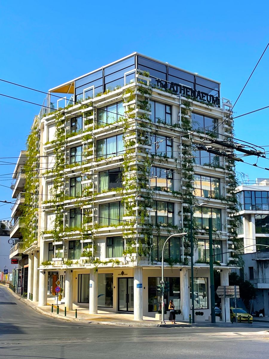 <who>Photo credit: Steve MacNaull/NowMedia Group</who>The seven-story facade of The Athenaeum is covered by 2,500 plants.