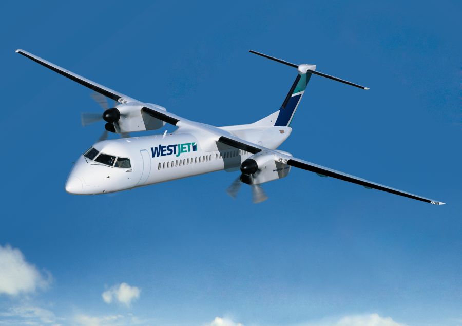 </who>WestJet uses the 78-passenger Q400 turboprop airplane to fly between Kelowna and Seattle.