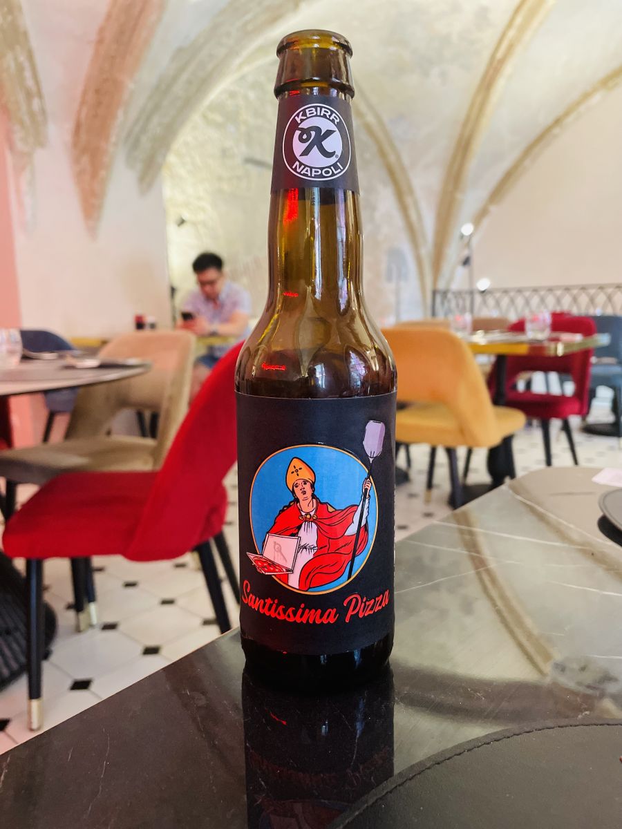 </who>Santissima Pizza's private-label beer.