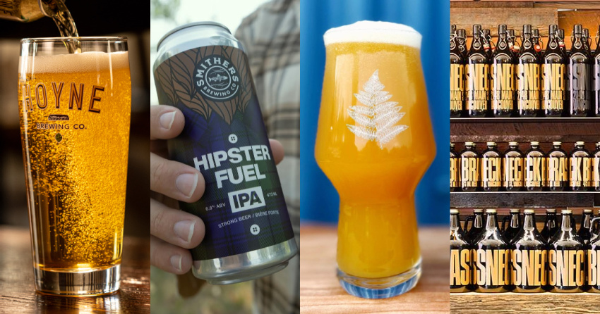 <who>Photo Credit: Facebook</who>Hoyne, Smithers, Fern + Cedar and Brassneck (L to R) were all gold-medal winners at the 2025 BC Beer Awards.