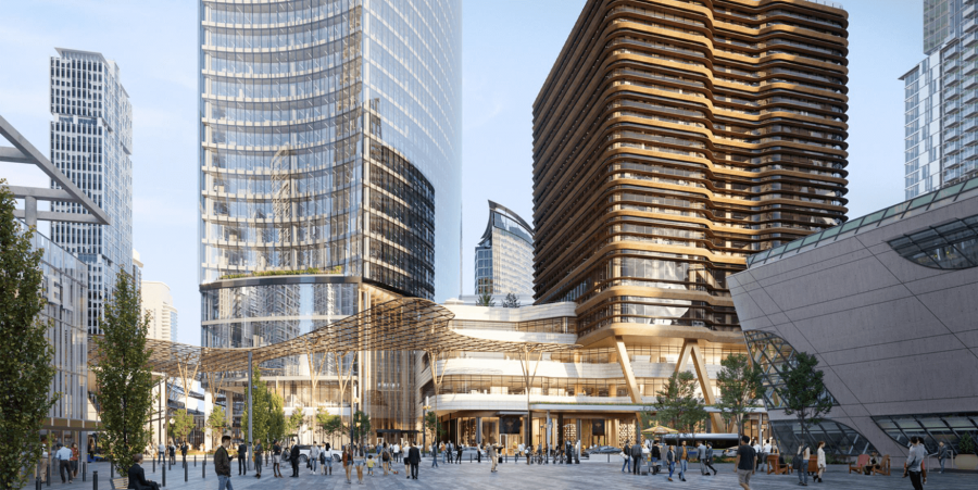 <who>Photo Credit: www.surreycentreblock.ca</who>A rendering of the future Centre Block tower at Surrey City Centre. The building on the right will be home to SFU's new school of medicine.