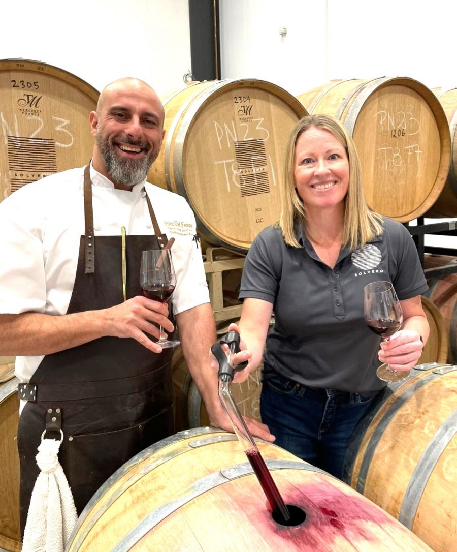 <who>Photo credit: Solvero Wines</who>Chef Terry Port, left, and Solvero winemaker and general manager Alison Moyes.