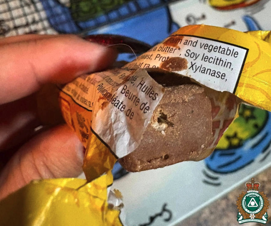 <who> Photo credit: Delta Police </who> An image showing tampered candy in Delta.
