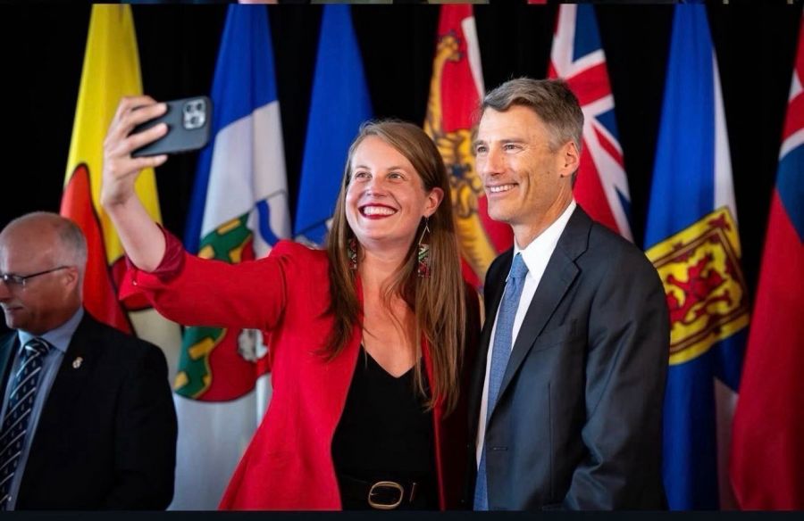 <who>Photo Credit: Christine Boyle/X</who>BC Housing Minister Christine Boyle takes a selfie with Canadian Housing Minister Gregor Robertson at the Federal, Provincial & Territorial Housing Forum in Vancouver last month.