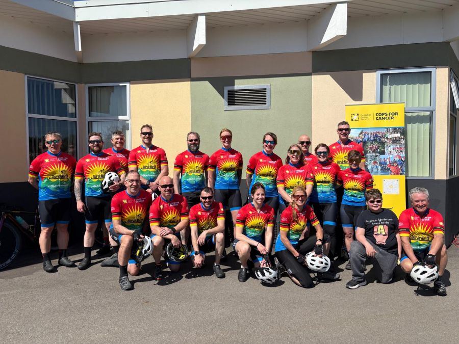 <who>Photo Credit: Facebook</who>The Cops for Cancer Tour de North team.