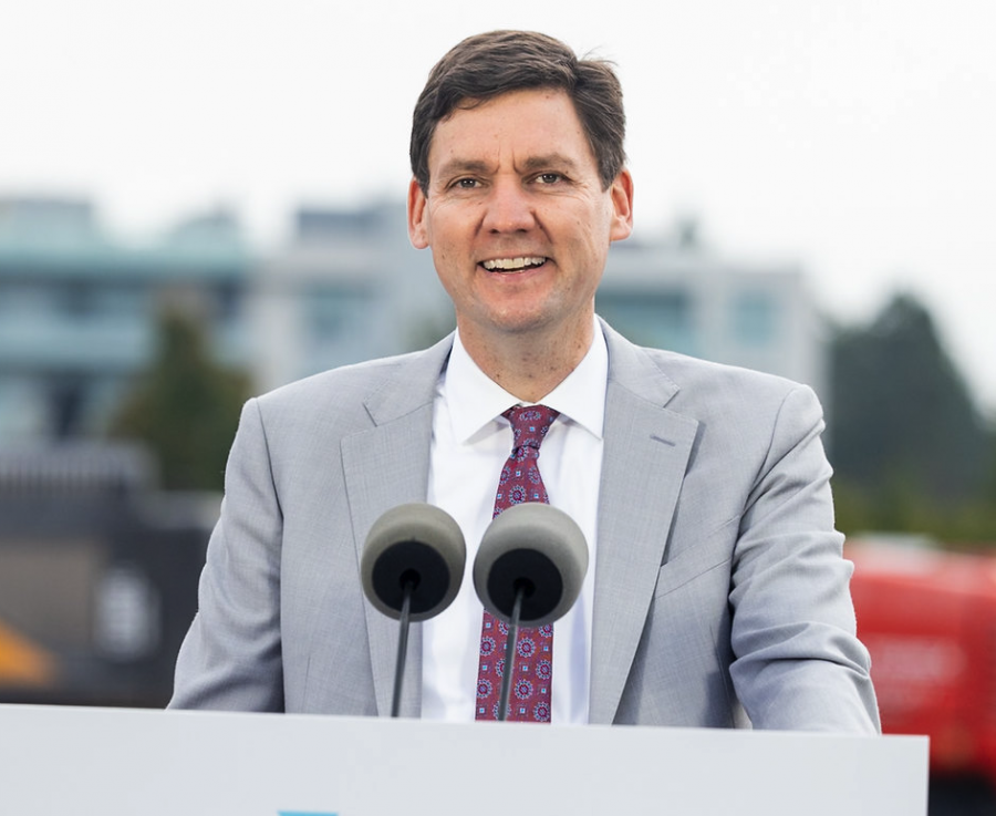 <who> Photo credit: Government of BC </who> A jolly Premier David Eby.