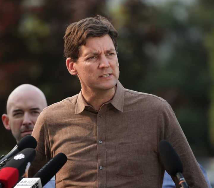 <who> Photo credit: NowMedia </who> David Eby in Kelowna during last year's wildfires.