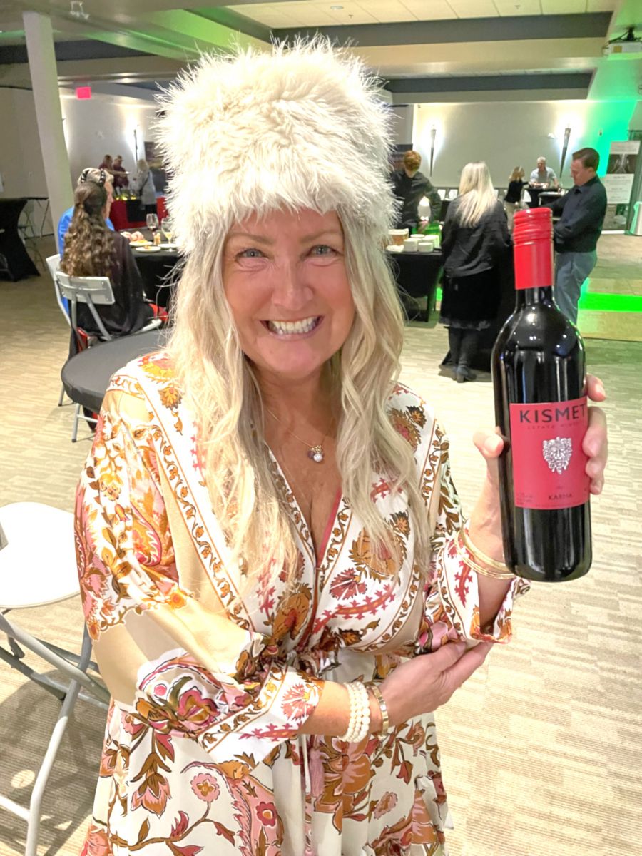</who>Caron Keens, above, of Kismet Winery donned a Russian fur hat for the Fire & Ice Gala. Below, head distiller Lokesh Khismatrao and owner Mike Patterson of Tumbleweed Distilling donned Mexican sombreros for the Fire & Ice Gala.