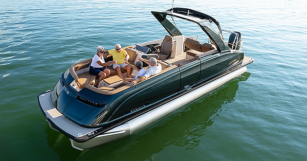<who>Harris Boats</who>Pontoon boats, aka patio boats, are increasingly popular on Okanagan Lake.