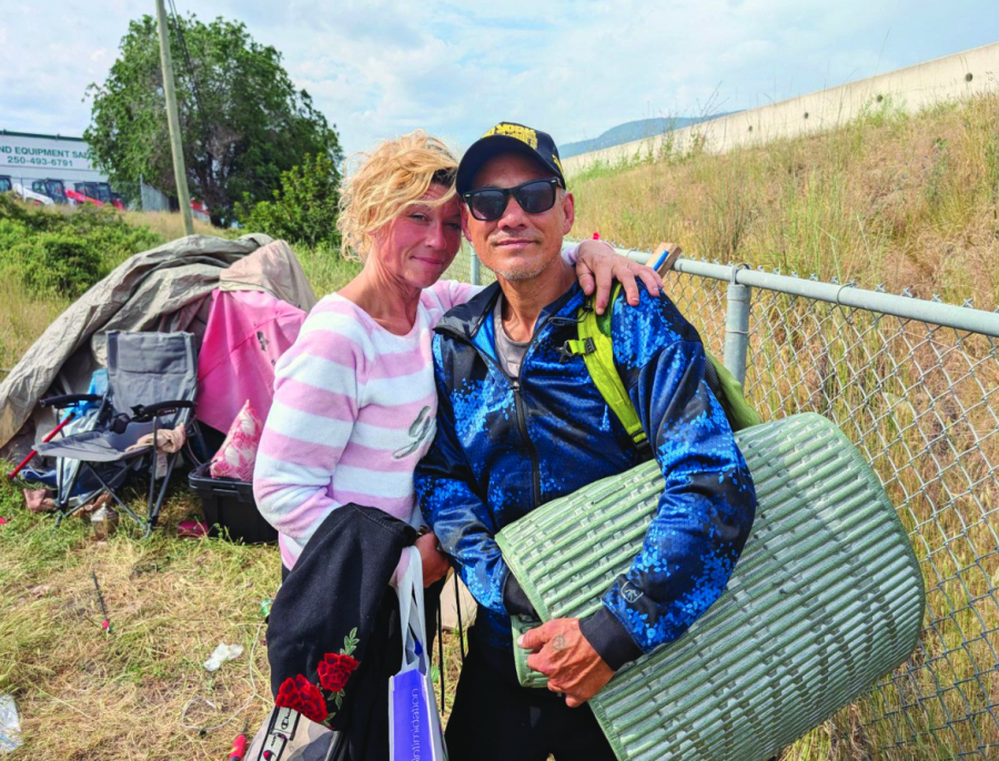 <who> Photo credit: KEITH LACEY/Local Journalism Initiative </who> Willow Wood and Mathias Korkowski, who have been together for five years, have spent the past year living at the Fairview Road encampment in Penticton.