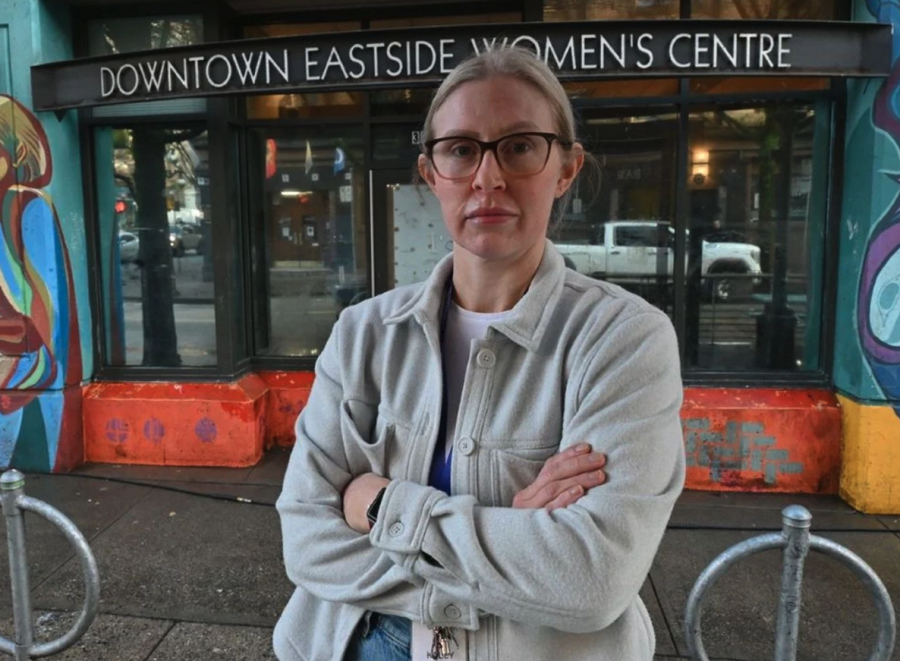<who> Photo credit: Michelle Gamage, Local Journalism Initiative Reporter </who> Kaley Merritt of the Downtown Eastside Women’s Centre says sex workers are reporting more physical assaults following the reduction of support services.