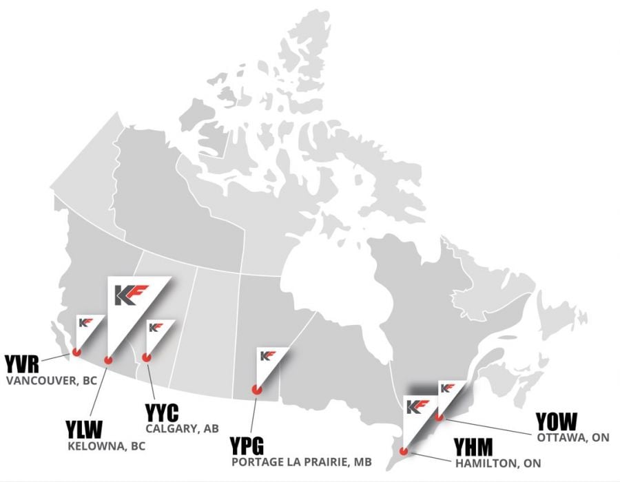 <who>Photo credit: KF Aerospace</who>KF Aerospace is headquartered in Kelowna has operations across the country.