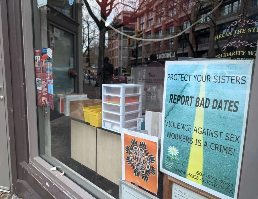 <who> Photo credit: LJI/The Tyee </who> PACE Society, a non-profit that supports sex workers in Vancouver’s Downtown Eastside, closed in 2025 after 31 years of service.