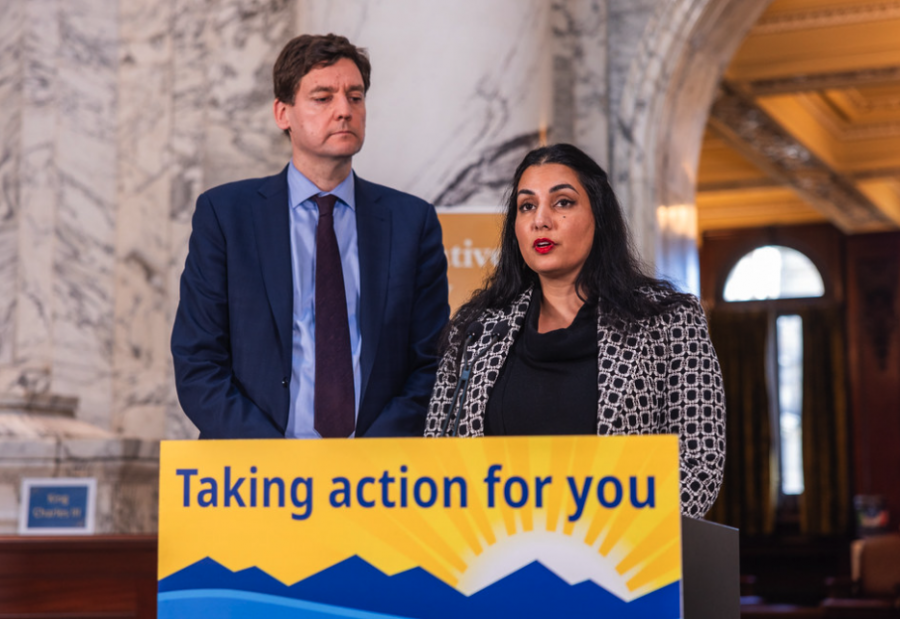 <who> Photo credit: Government of BC </who> Premier David Eby and Attorney General Niki Sharma.