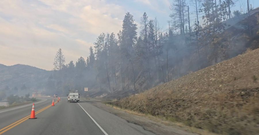 <who>Photo Credit: Bruce Mercredi/Facebook</who>The scene of the small Peachland wildfire this morning.