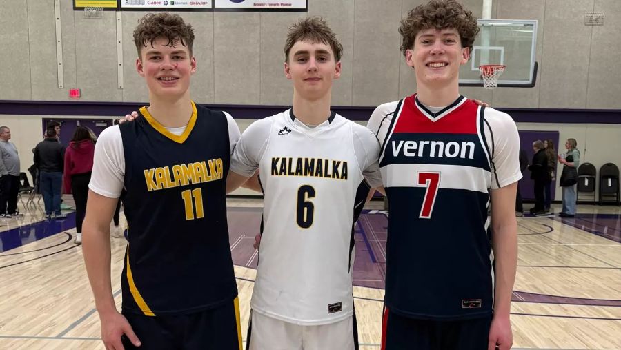 <who>Photo Credit: UBCO Heat</who>Vernon high school stars (L to R) Dom Zaino, Tylen Lewis and Mason Clerke will suit up for UBCO next season.