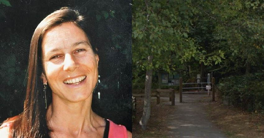 <who>Photo Credit: Family handout/Google Streetview</who>Wendy Ladner-Beaudry/The entrance to Pacific Spirit Regional Park near where Wendy Ladner-Beaudry was murdered on April 3, 2009.