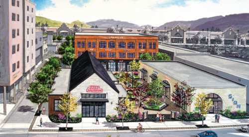 Urban plaza with retail and offices proposed for vacant lot near Lakeshore, KLO roads